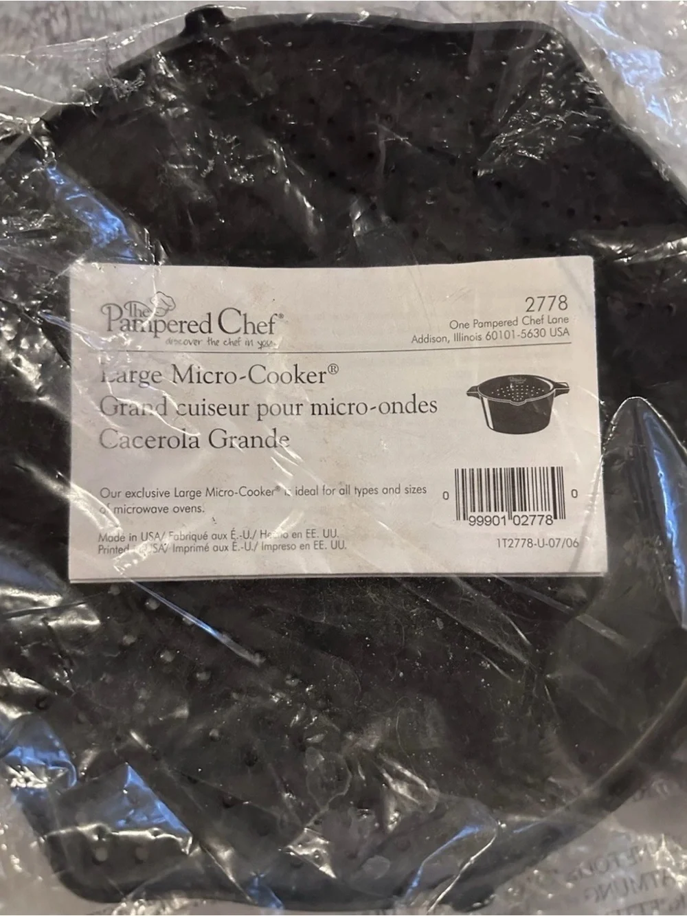 The Pampered Chef Black Large Micro Cooker Lid Only Replacement Part New